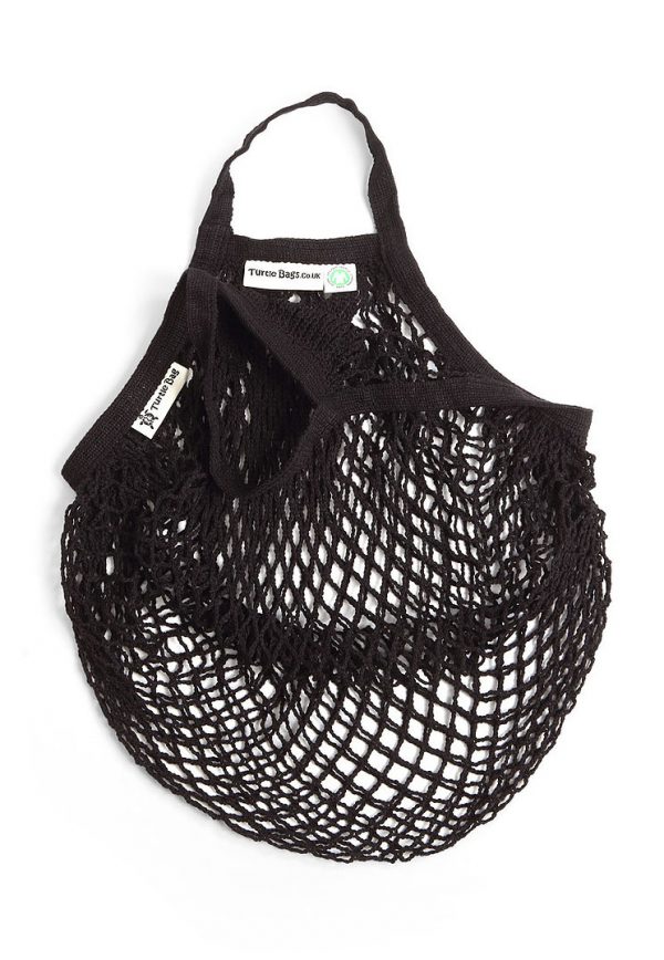 Black Organic Short Handled String Bag