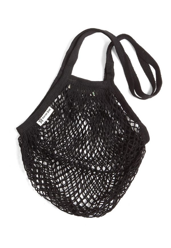Black Organic Long Handled String Bag