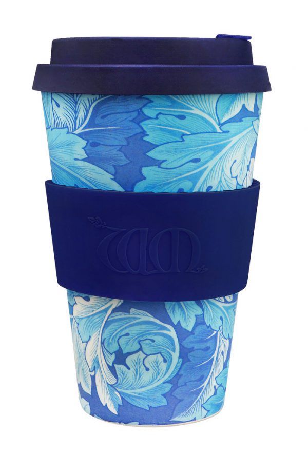 Leaves with dark blue silicone 14 oz William Morris Cup